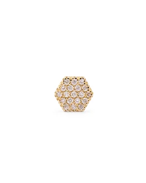 orecchino oro e diamanti esagono